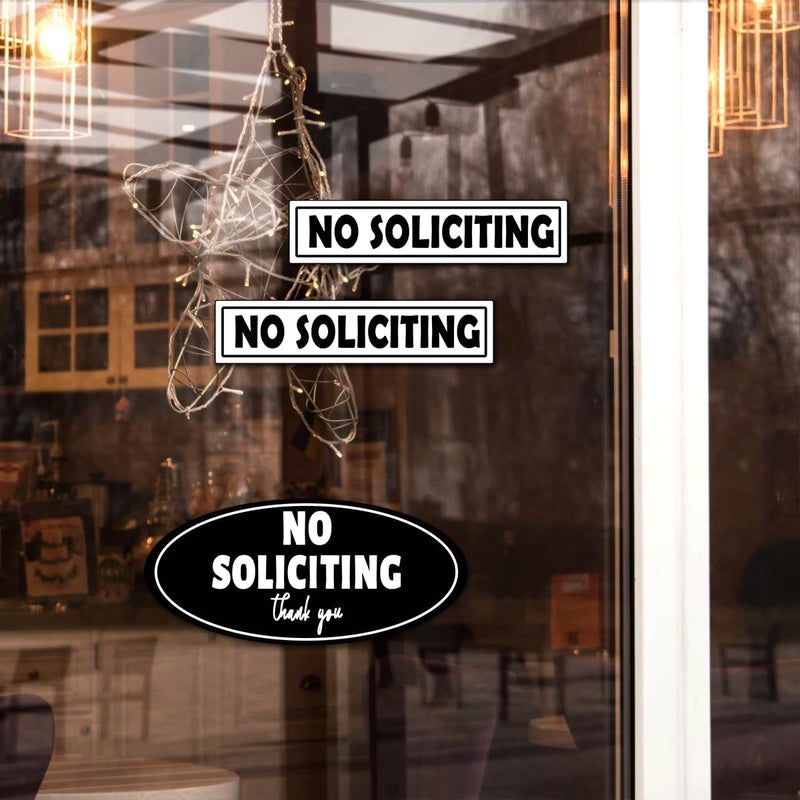 RABOWA Pack 6 Pcs No Soliciting Signs Sticker for House Vehicles Caution Labels Warning Sign Indoor Outdoor Front Door Window Bumper Stickers Removable Vinyl Decals Bulk Home Accessories - Image 4